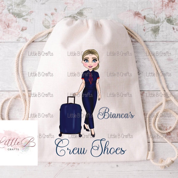 BA, British AirwaysCabin Crew, Airline, Drawstring bag, Crew shoes, personalised gift