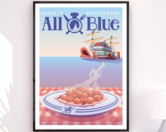CARTEL A3 || Restaurante All Blue - Manga vintage