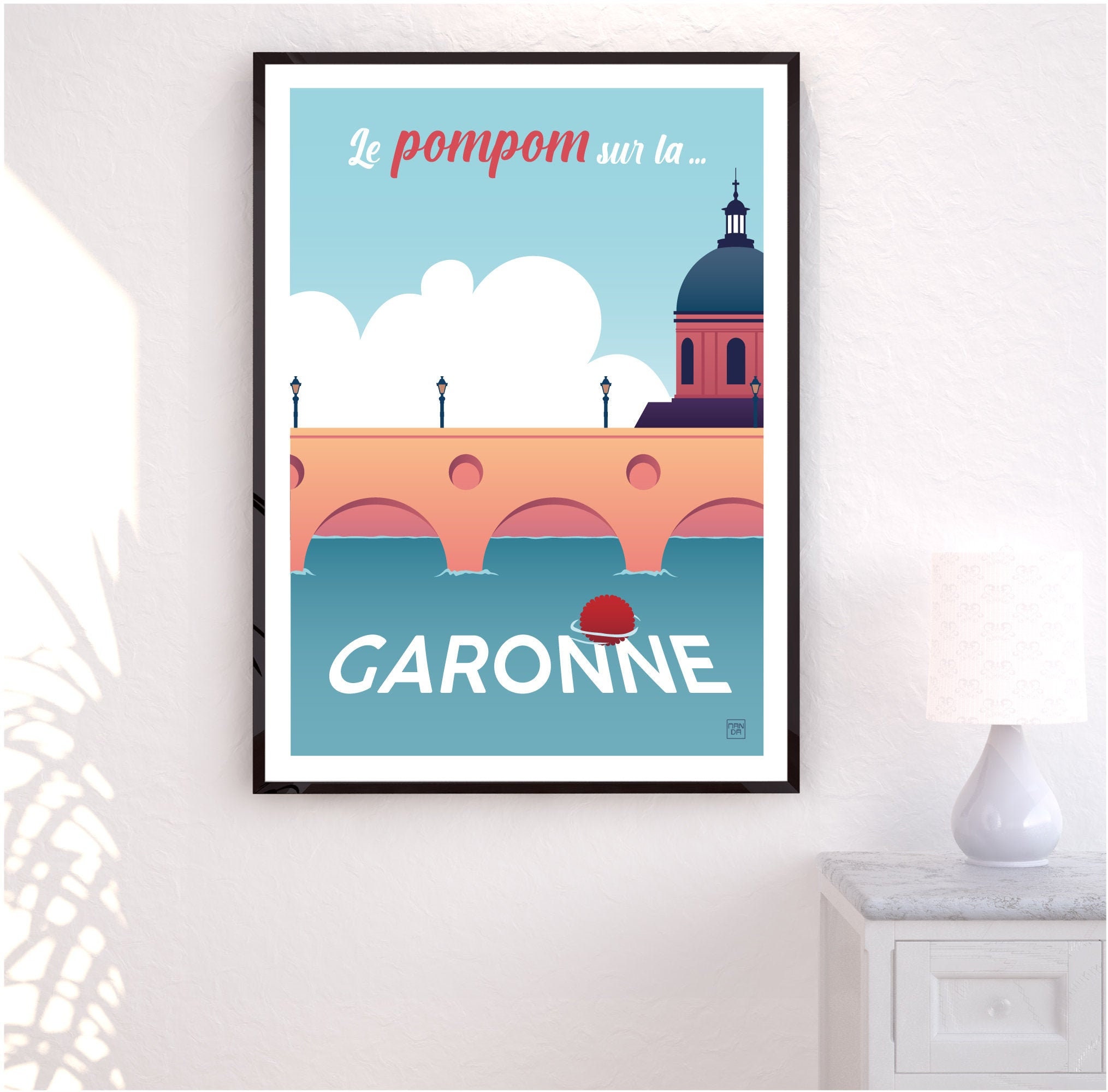 Affiche A3 || Pompom sur La Garonne - Toulouse