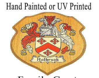Hand Painted or UV Printed Family Crest Plaque, Personalized