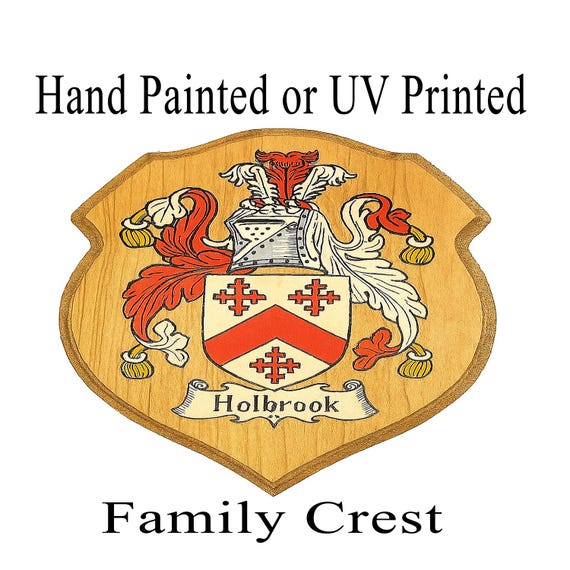 Hand Painted or UV Printed Family Crest Plaque, Personalized