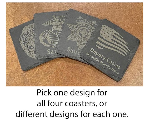 Personalized Police or Military Slate Coasters