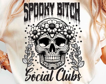 Spooky Bitch Social Clubs Png, Retro Halloween Png, Spooky Season Png, Witch Png, Halloween Shirt Png, Sublimation Designs Digital Downloads