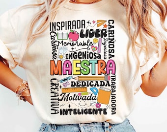 Retro Maestra Png, Teach Love Inspire, Spanish Teacher, Back to School, Teacher Appreciation Gift, Maestra School Png, Sublimation Design