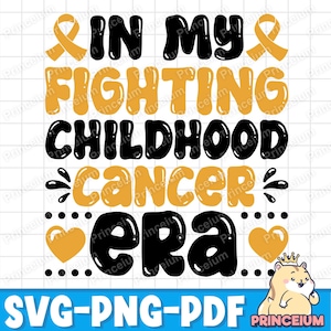 Childhood Cancer Awareness, In My Fighting Childhood Cancer Era Png, Gold Ribbon Png