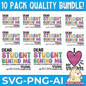 Dear Student Behind Me The World is a Better Teacher Bundle - Un detto ispiratore per l'apprezzamento degli insegnanti