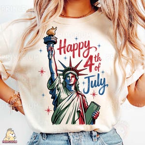 Feliz 4 de julho, design de sublimação, arquivo digital da Estátua da Liberdade, PNG patriótico, clipart de camisa do Dia da Independência, EUA para impressão PNG