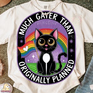 Viel Gayer als ursprünglich geplant PNG, Pride Cat Sublimationsdesign, LGBT Regenbogen Clipart, süße Gay Kitty Grafik, digitaler Download