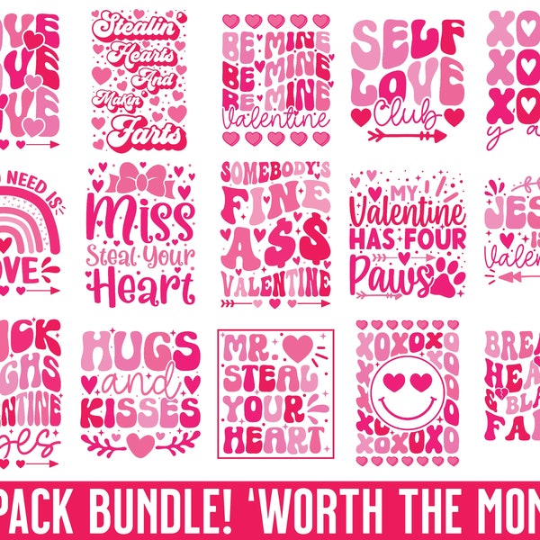 Retro Valentines SVG Bundle, Retro Valentine Designs, Valentine Shirt SVG, Love SVG