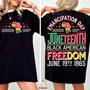 Design de sublimação para o Dia da Emancipação de Juneteenth, arquivo digital sobre a liberdade dos negros americanos, mapa da África em PNG, gráfico para camiseta de 19 de junho de 1865