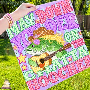Way Down Yonder Chattahoochee PNG, Funny Country Bass Fish Mullet Guitar Design, Western Sublimation Shirt PNG Digital Download