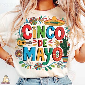 Cinco de Mayo-sublimatieontwerp, digitaal Fiesta-bestand, Mexican Party PNG, kleurrijke sombrero-clipart, cactusgitaar PNG, sublimatie