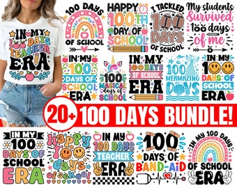 100 Days of School Svg Bundle, 100th Day of School Svg, Happy 100 Days of School, 100 Days Sharper, In My 100 Days of School Era Cricut File