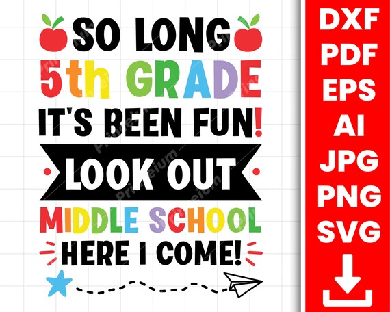 Abschluss-Banner „So Long 5th Grade“ – 180x110 Cm, Aus Polyester, Für 5. Klasse Feier, Innen/Outdoor
