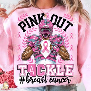Pink Out Football Breast Cancer Awareness PNG, digitale download borstkanker aanpakken, Pink Ribbon voetbalsublimatieontwerp, Pink Ribbon
