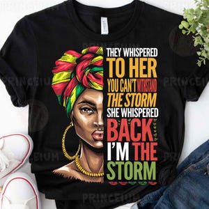 Sono la tempesta PNG, design a sublimazione per copricapo afro, clipart di empowerment rosso, giallo e verde, file digitale per la regina nera forte