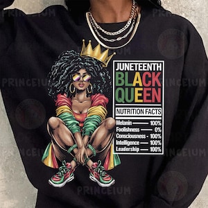 Juneteenth Black Queen PNG, conception de sublimation de valeur nutritive femme afro, rouge vert or clipart, fichier numérique pour mélanine T-Shirts Png