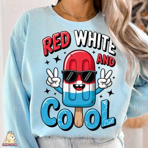 Rot, weiß und cooles Sublimationsdesign, Vaterländische Eis am Stiel PNG, 4. Juli Digitale Datei, lustige Sommer Clipart, USA Ice Pop PNG