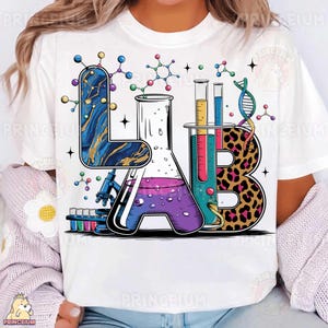 Lab Science Sublimation Design, Chemistry PNG, Scientist Digital File, Beaker Clipart, Colorful STEM Print, Laboratory Aesthetic, Science