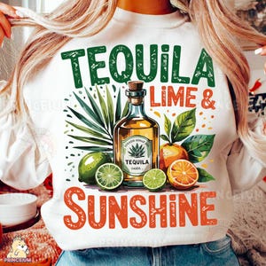 Tequila Limette und Sonnenschein Sublimationsdesign, Sommergetränk Digitale Datei, Tropischer Strand PNG, Margarita Shirt Design, Party Vibes Art Png