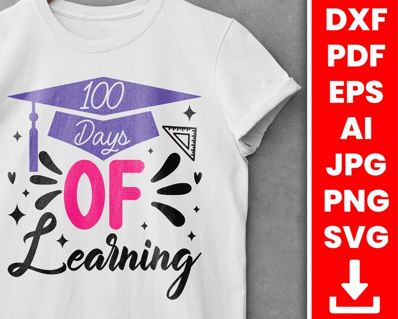 100 Days of School SVG 100 Days of Learning SVG & PNG 100 - Etsy