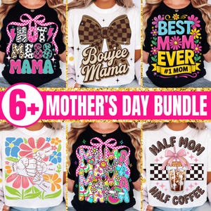 6+ Moederdag sublimatie ontwerpbundel, digitale bestandenset, retro moedercitaten, boujee mama, beste moeder ooit, grappige moeder shirt clipart, moederdag