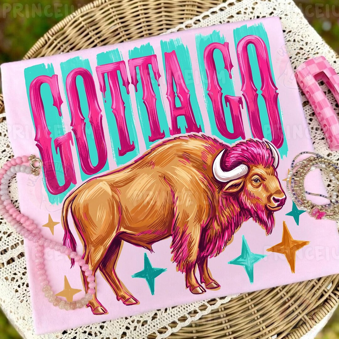 Gotta Go PNG, Pink Hair Bison With Bold Magenta Brushstroke Lettering ...