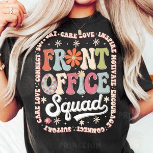 Front Office-team sublimatieontwerp, retro schoolpersoneel digitaal bestand, Groovy Office, afbeelding secretaresse waardering, direct downloaden