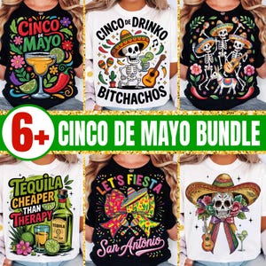 Pacote com mais de 6 PNGs de Cinco de Mayo, designs engraçados de esqueletos de festa para sublimação, clipart de tequila e margarita, arquivo digital para impressão em camisetas