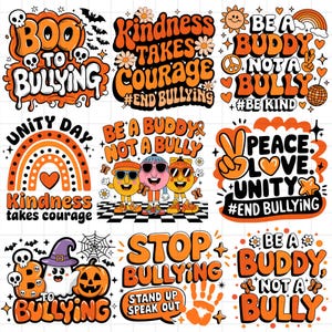 Sé un amigo, no un matón, paquete PNG, Detén el bullying, Fin del bullying, Prevención del bullying, Bullying de moda, Diseños de sublimación