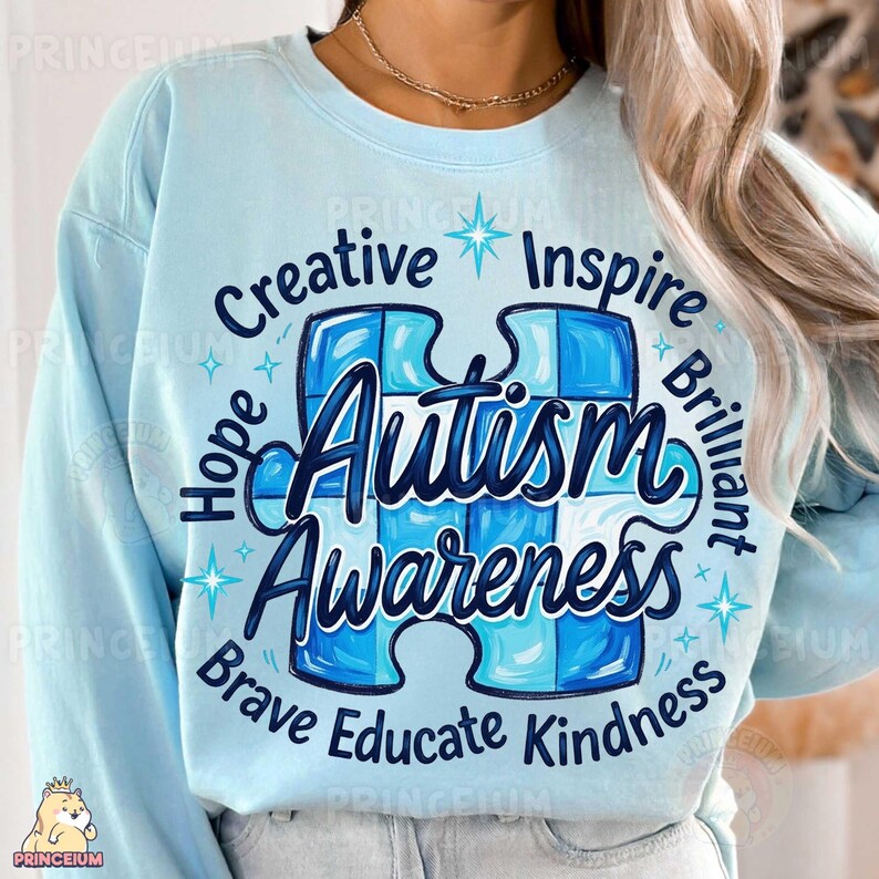 Autism Awareness PNG, Blue Puzzle Piece Hope Inspire, Hand Painted ...