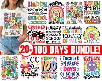 100 Days of School Svg Bundle, 100th Day of School Svg, Happy 100 Days of School, 100 Days Sharper, In My 100 Days of School Era Cricut File