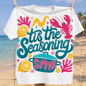 Tis The Seasoning Summer PNG, roligt hummerpottcitronkräftcitat, kustsommarens skaldjur