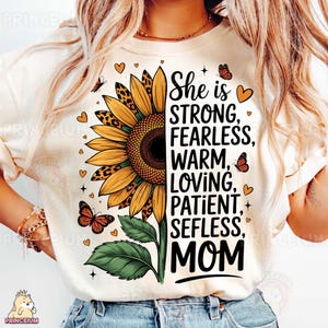 Diseño de sublimación PNG de girasol para mamá, archivo digital del Día de la Madre, camiseta PNG de mamá fuerte y valiente, clipart de girasol de leopardo imprimible