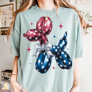 Patriotischer Ballon-Hundesublimations-Entwurf, 4. Juli Stern-Digital-Datei, rote weiße blaue Schleife PNG, USA-Unabhängigkeitstag-Hemd Clipart Png