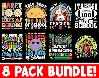 100 Days of School Bundle, Happy 100 Days of School SVG & PNG, 100 Days of School 100 Days Milestone 100th Day of School