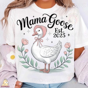 Disegno a sublimazione di Mama Goose, PNG Vintage Cottagecore, file digitale di Floral Farm, Clipart estetica di Oca, stampa di campagna stravagante, pastello