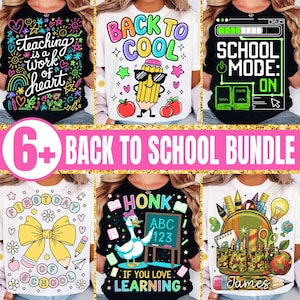 Pacote de PNG de volta às aulas com designs de sublimação para professores, alunos, primeiro dia de aprendizagem, camiseta, clipart, lápis, maçã, ganso, modo escolar, PNG