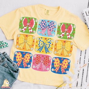 Kleurrijk patroon boog sublimatie ontwerp, zomer gingang polka dot digitaal bestand, schattige madeliefje aardbei png, Bright Bow shirt clipart png