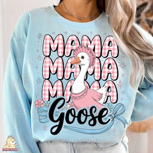 Diseño de sublimación de Mamá Ganso con Sombrero, Lindo Animal de Granja Archivo PNG, Diseño de Camiseta para el Día de la Madre, Clipart de Mamá Campestre con Flores Vintage