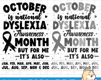 Dyslexia Awareness Month SVG, Dyslexia Teacher SVG, Silver Ribbon SVG Cricut Sublimation Design
