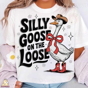 Dumme Gans auf dem losen Sublimationsdesign, lustige westliche Gans digitale Datei PNG, Cowboyhut und Stiefel T-Shirt Design, niedliche Bauernhoftierkunst