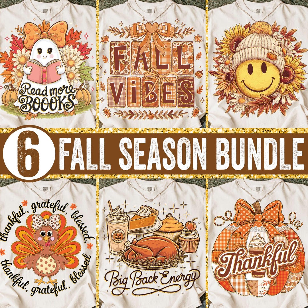 Fall PNG Bundle, Autumn Thanksgiving Sublimation Designs Cozy Fall ...