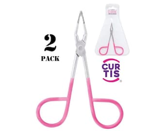 Pack of 2 ; Curtis PROFESSIONAL Salon TWEEZERS with Easy Scissor Handle,Case Included;Eyebrow Tweezers Men/Women;For Facial Hair made in MEX