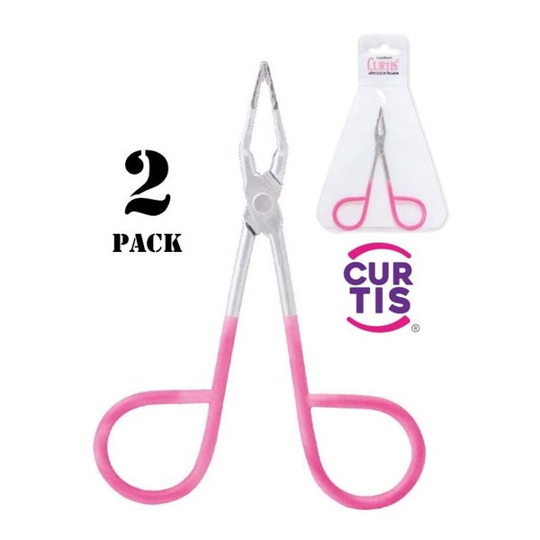 Pack of 2 ; Curtis PROFESSIONAL Salon TWEEZERS with Easy Scissor Handle,Case Included;Eyebrow Tweezers Men/Women;For Facial Hair made in MEX