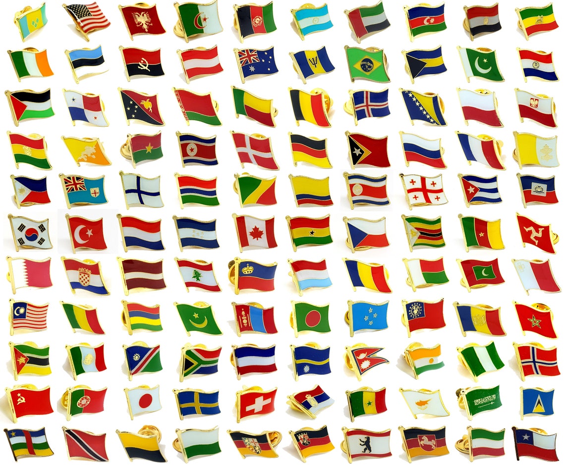 National Single Flag Pin Badge World All 200 Country Metal Etsy