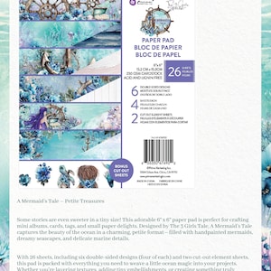 Coleção A Mermaid’s Tale - Bloco de papel 15 cm x 15 cm | 26 folhas - 6 desenhos x 4 de cada | Maio de 2025 | The 3 Girls Tale | Prima Marketing Inc.