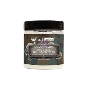 May include: A jar of Art Basics 3D Matte Gel with a black lid. The label features text in English, Spanish, and French, including "3D Matte Gel" and "Transparent." The jar contains 8.5 fl oz (250 ml) of gel.