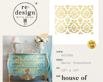 Trasferimento in lamina d'oro House of Damask - Kacha - 18"x24" - Riprogetta con Prima