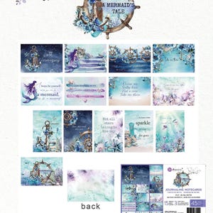 Coleção A Mermaid's Tale - Cartões de registro no diário 4 x 6 | Maio de 2025 | 45 folhas - 15 designs x 3 cada | The 3 Girls Tale | Prima Marketing Inc.